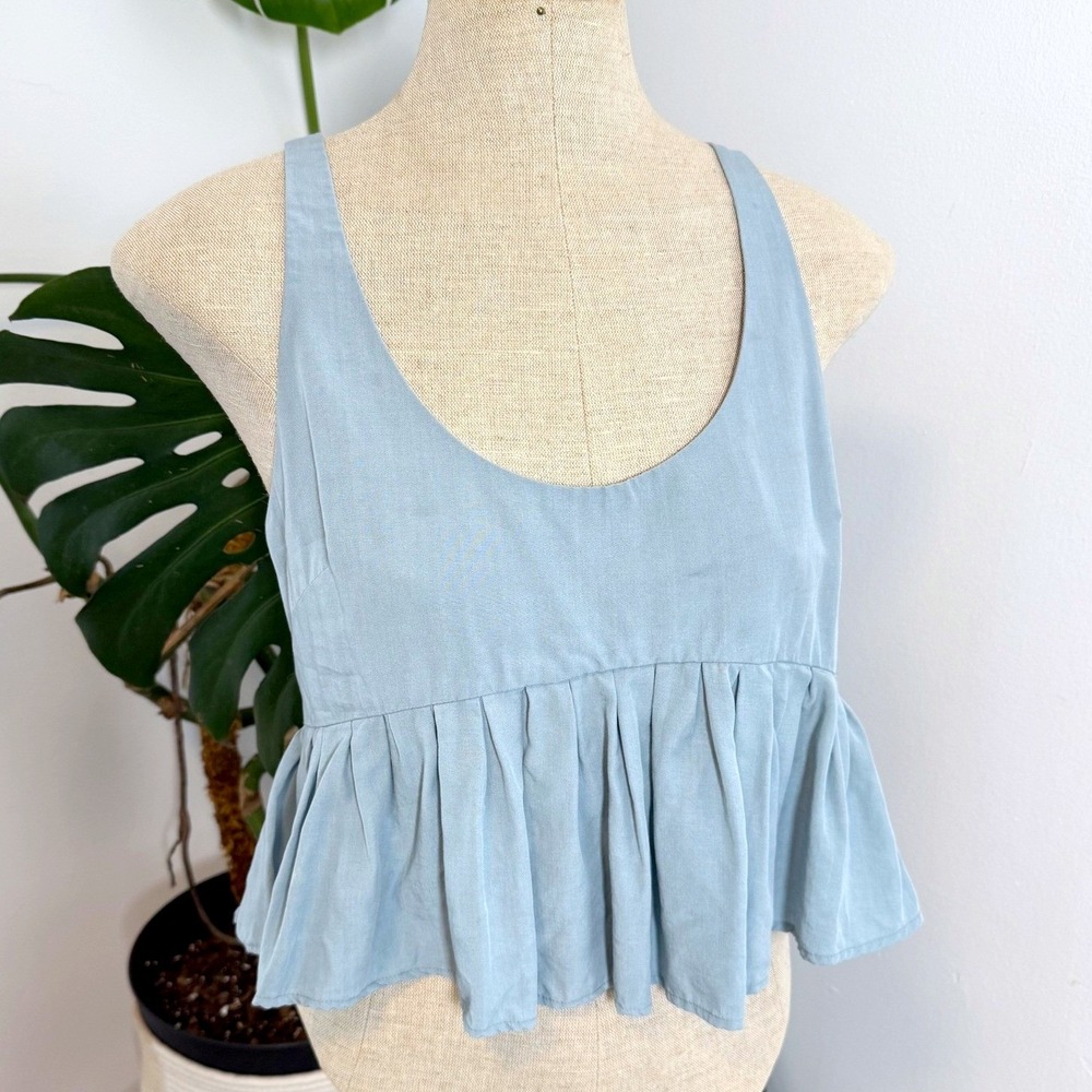 Mara Hoffman Blue Lyocell Peplum Tank Top Size S